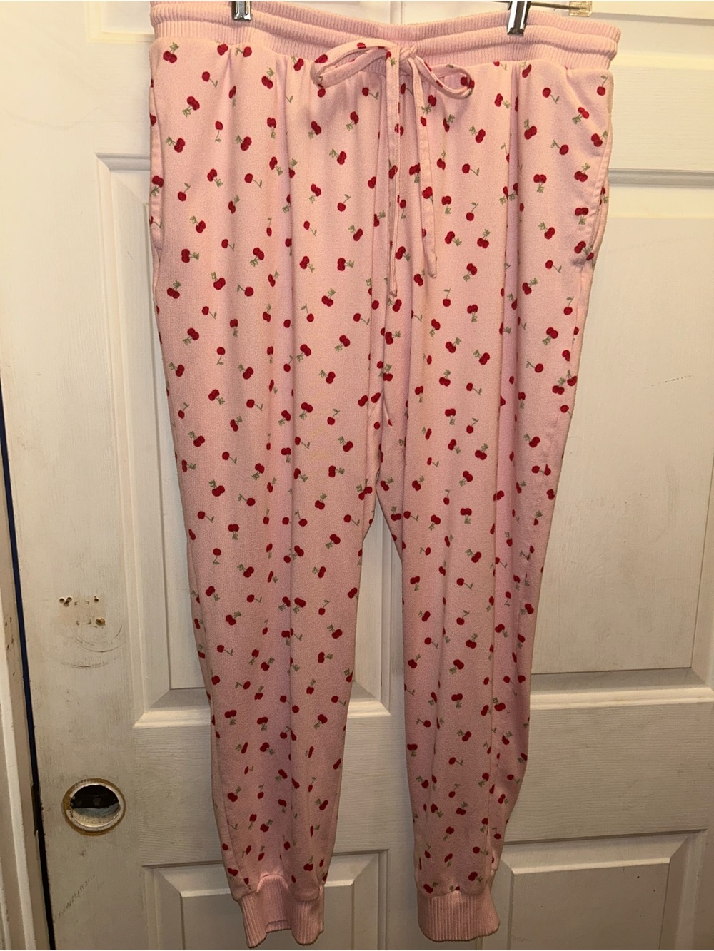 Pink Cherry-Print Women's Pajama Joggers